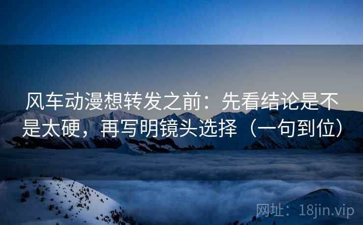 风车动漫想转发之前：先看结论是不是太硬，再写明镜头选择（一句到位）